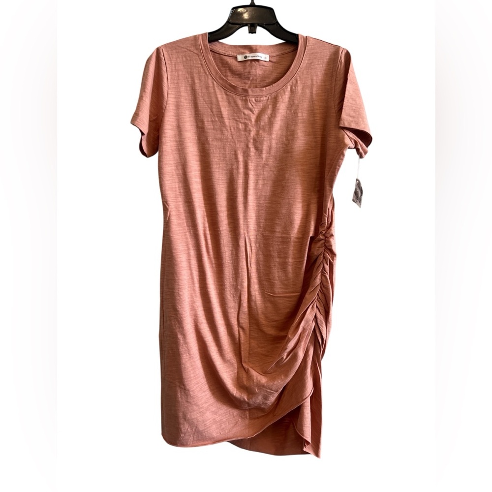 100% Cotton The Impeccable Pig Side Ruched Rust T-Shirt Dress Size Large